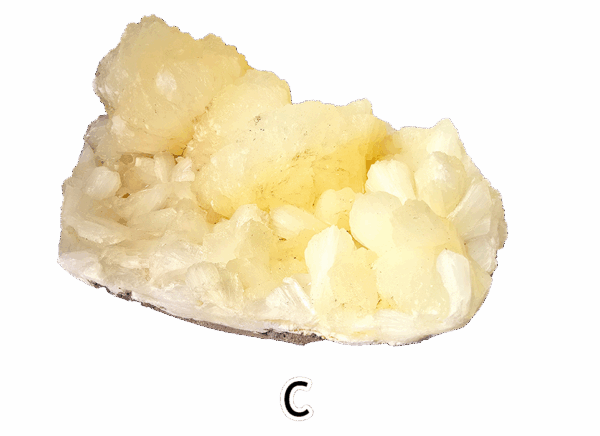 A large stilbite mineral specimen with mounds of crystal structures.