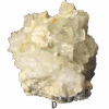 A green apophyllite mineral specimen, with cube crystal structures.