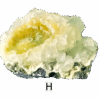A mineral specimen of green apophyllite, with crystal structures that have a yellow and green tinge.