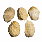 A group shot of extra large hollow moroccan geodes, showing 5 geodes with tan and white colors with a white background.