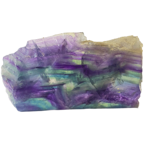 20260510_125108 Medium rainbow fluorite slab with purple, blue and green banding.