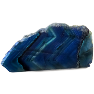 Blue fluorite-a Large blue fluorite slab with blue and light blue hues with banding.