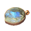 20260420_084120 Labradorite wolf medallion with copper lining and bail.