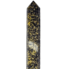 20260909_110434 Spotted Jasper tower measuring 5.75 inches tall with mainly black coloring and distinctive yellow spotting