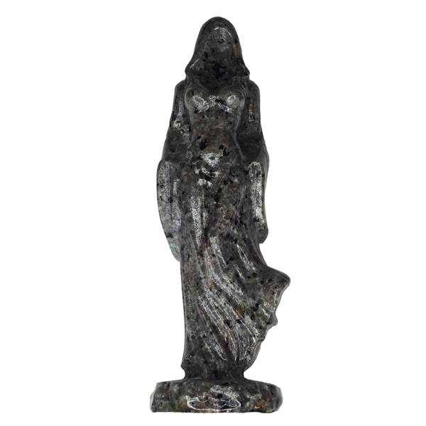 20260909_110529-Recovered Yooperlite Lady Death carving measuring 7.25 inches tall with dark coloring